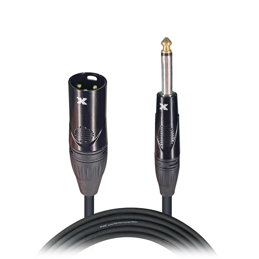 ProX 1/4" TS to XLR-M Audio Cable OFC Unbalanced Instrument Cable | 25 ft