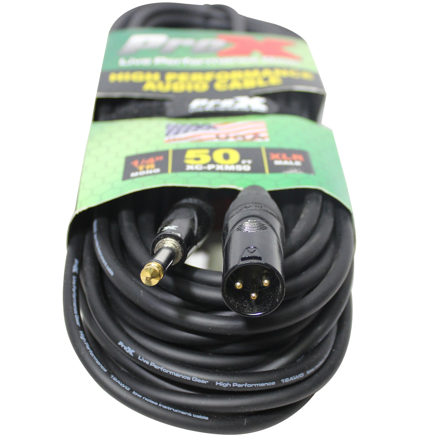 ProX 1/4" TS to XLR-M Audio Cable OFC Unbalanced Instrument Cable | 50 ft