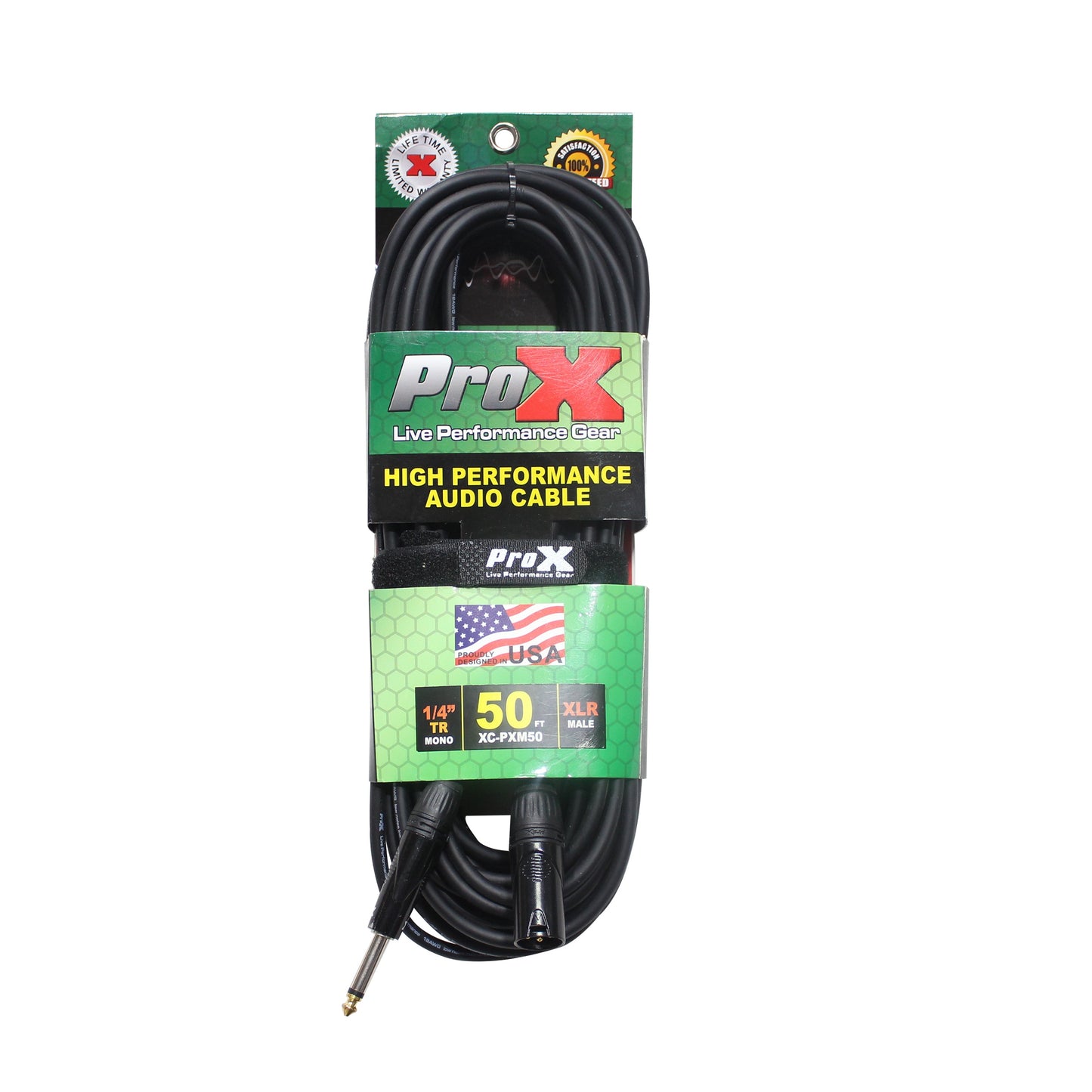 ProX 1/4" TS to XLR-M Audio Cable OFC Unbalanced Instrument Cable | 50 ft