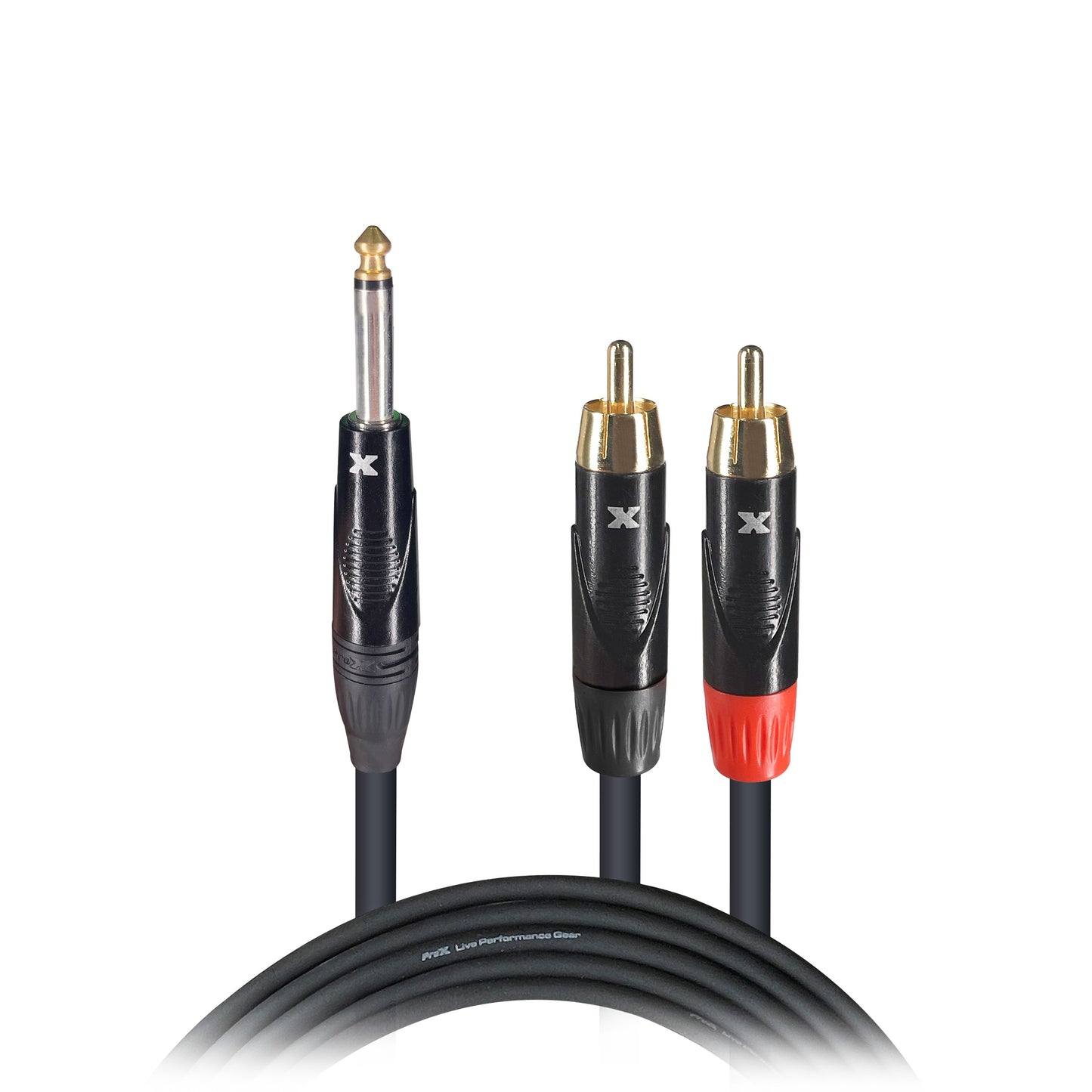 ProX 1/4" TS to Dual RCA Y Cable Unbalanced OFC Audio Y Cable | 3 ft