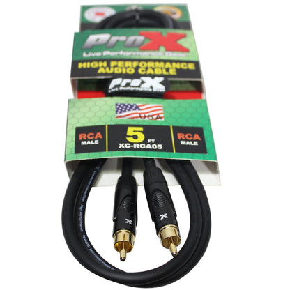 ProX RCA to RCA Audio Cable OFC Patch Cable For Live Sound | 5 ft