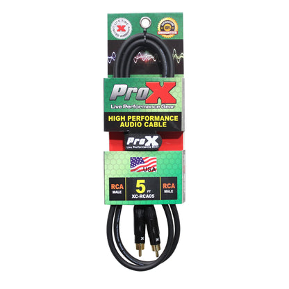 ProX RCA to RCA Audio Cable OFC Patch Cable For Live Sound | 5 ft