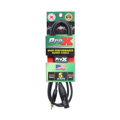ProX RCA to XLR Female Audio Cable OFC Unbalanced Patch Cable | 5 ft