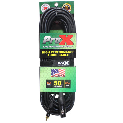 ProX RCA to XLR Female Audio Cable OFC Unbalanced Patch Cable | 50 ft