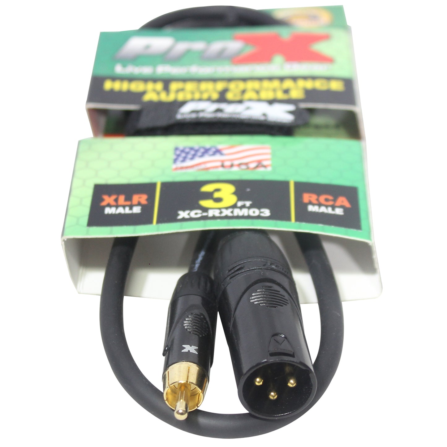 ProX XLR Male to RCA Male Audio Cable OFC Unbalanced Signal Cable | 3 ft