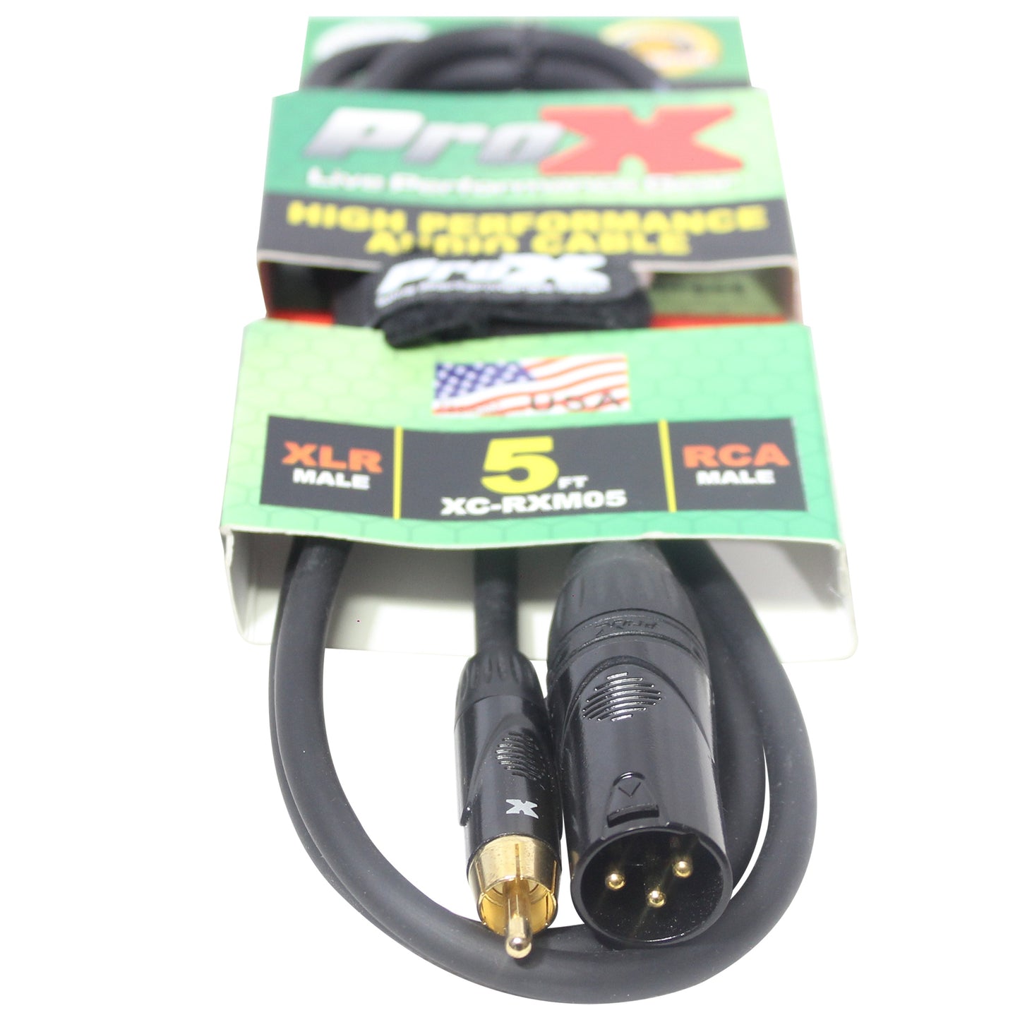 ProX XLR Male to RCA Male Audio Cable OFC Unbalanced Signal Cable | 5 ft