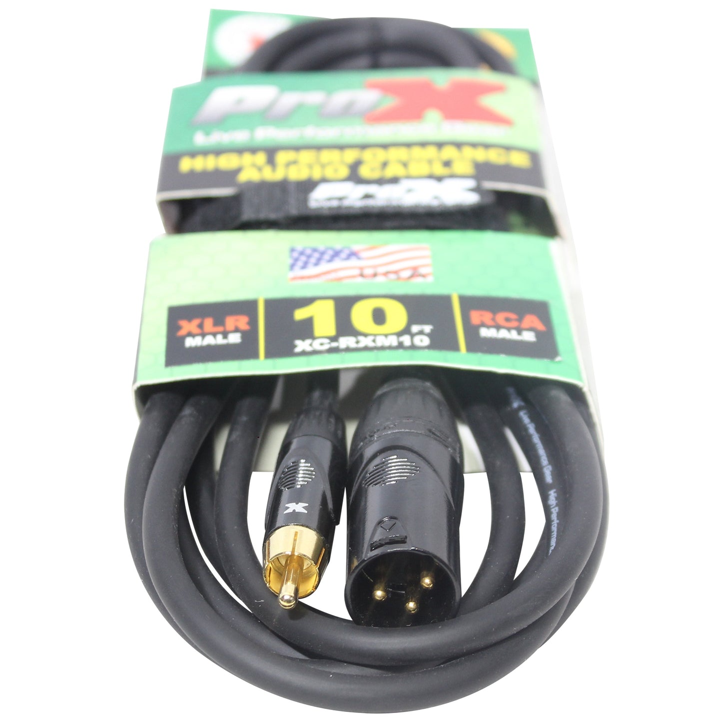 ProX XLR Male to RCA Male Audio Cable OFC Unbalanced Signal Cable | 10 ft