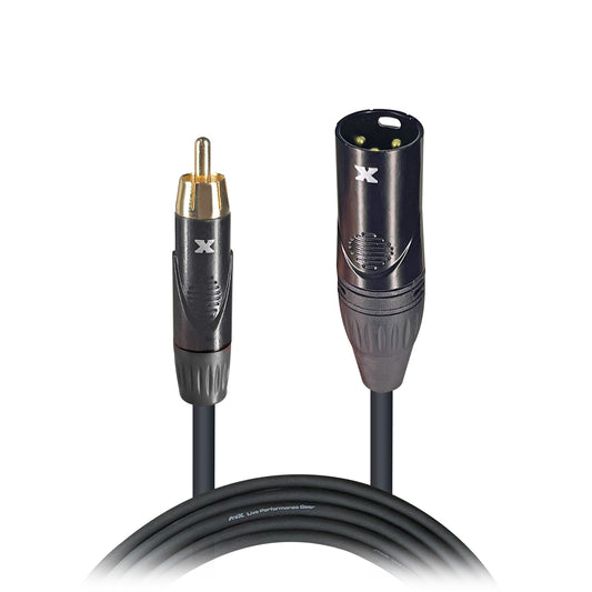 ProX XLR Male to RCA Male Audio Cable OFC Unbalanced Signal Cable | 50 ft
