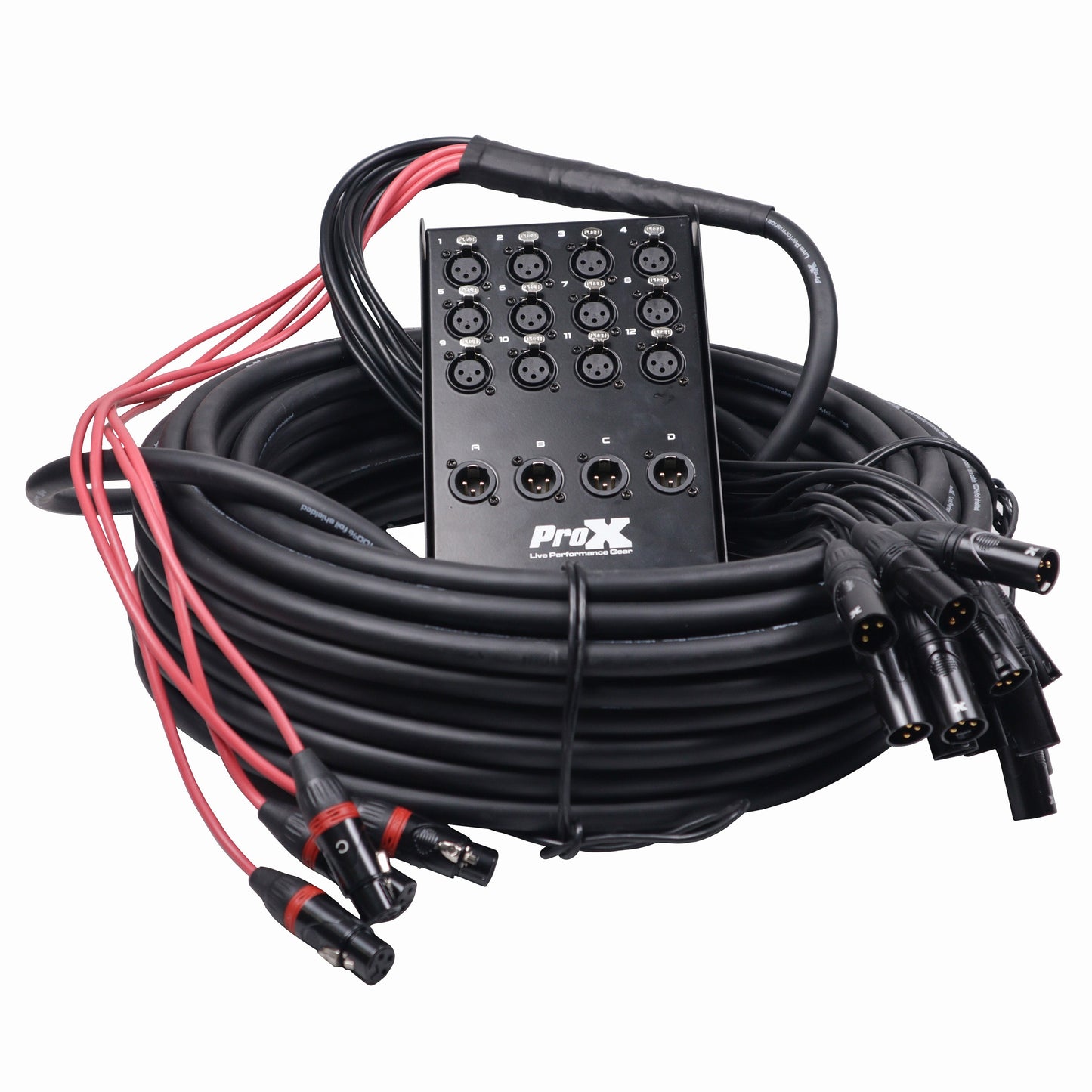 ProX XLR Stage Box Snakes 12x4 Tour-Grade OFC Audio Snake | 100 ft