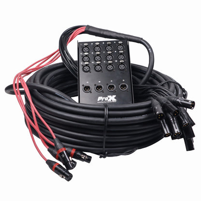 ProX XLR Stage Box Snakes 12x4 Tour-Grade OFC Audio Snake | 100 ft