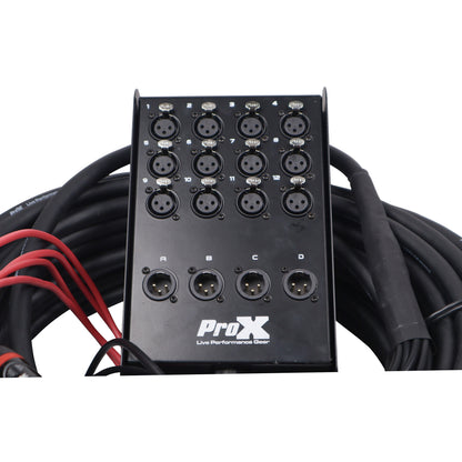 ProX XLR Stage Box Snakes 12x4 Tour-Grade OFC Audio Snake | 100 ft
