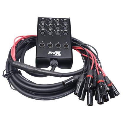 ProX XLR Stage Box Snakes 12x4 Tour-Grade OFC Audio Snake | 25 ft