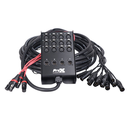 ProX XLR Stage Box Snakes 12x4 Tour-Grade OFC Audio Snake | 50 ft