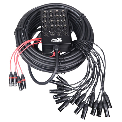 ProX XLR Stage Box Snakes 16x4 Tour-Grade 16-Channel Audio Snake | 100 ft