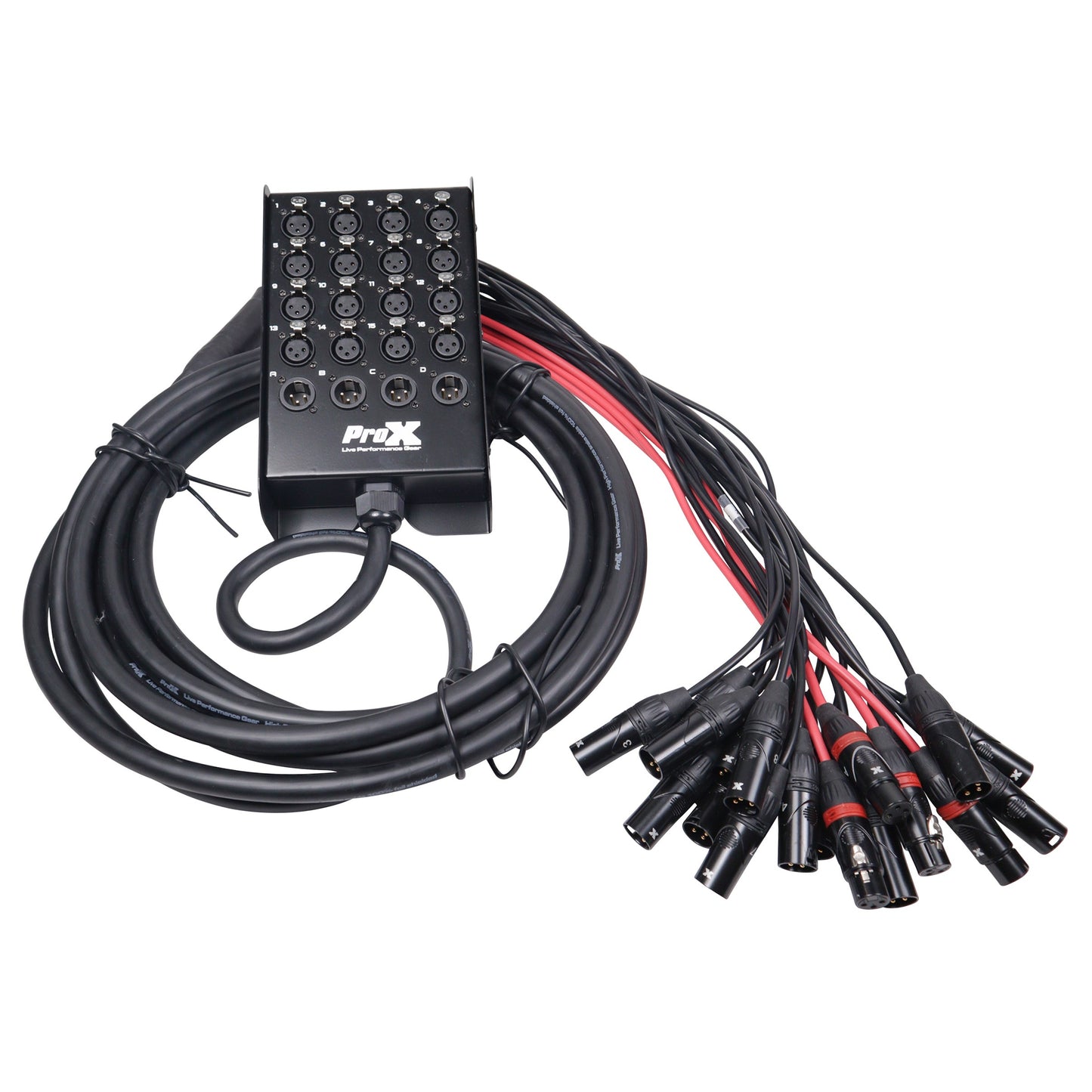 ProX XLR Stage Box Snakes 16x4 Tour-Grade 16-Channel Audio Snake | 25 ft