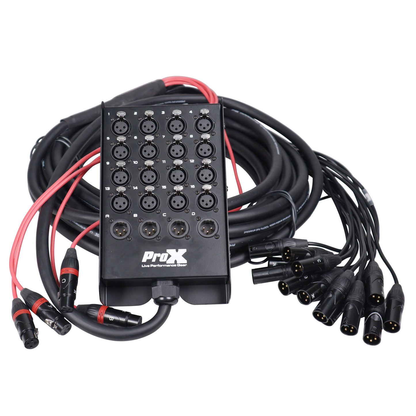 ProX XLR Stage Box Snakes 16x4 Tour-Grade 16-Channel Audio Snake | 50 ft