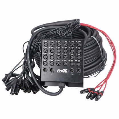ProX XLR Stage Box Snakes 24x4 XLR Recording Extension Snake | 150 ft