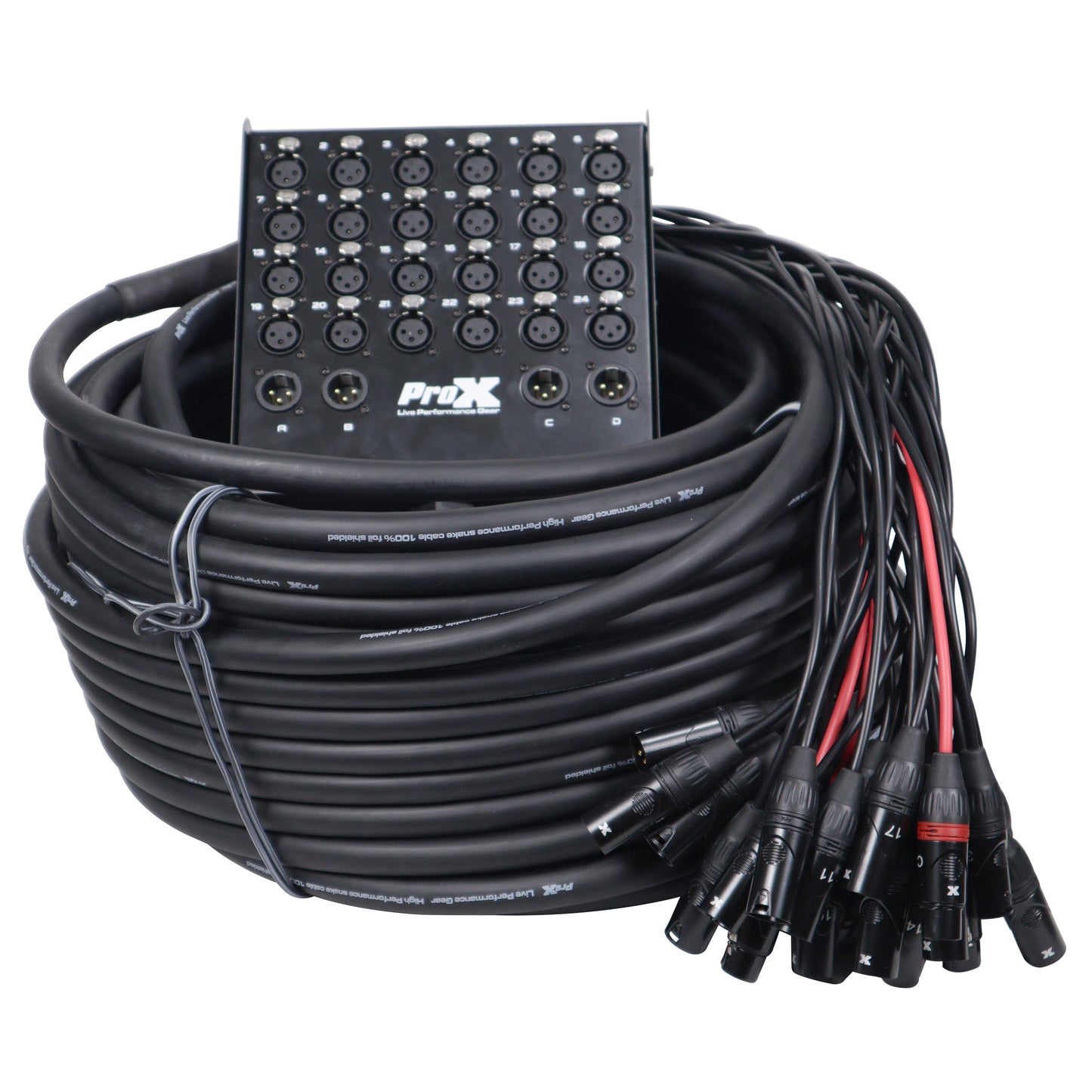 ProX XLR Stage Box Snakes 24x4 XLR Recording Extension Snake | 150 ft