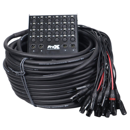 ProX XLR Stage Box Snakes 24x4 XLR Recording Extension Snake | 150 ft