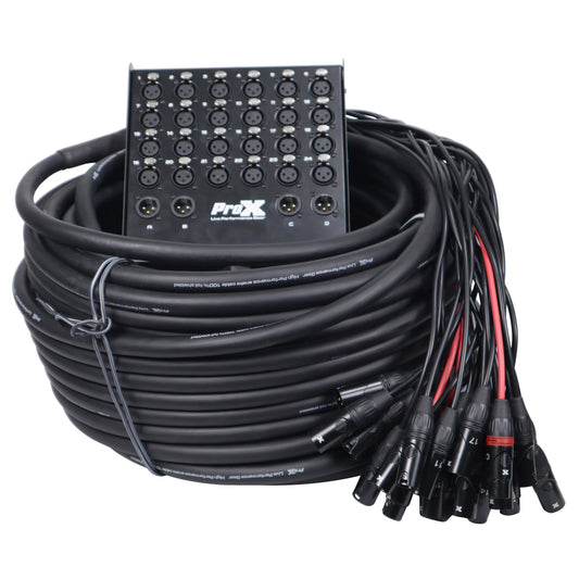ProX XLR Stage Box Snakes 24x4 XLR Recording Extension Snake | 150 ft