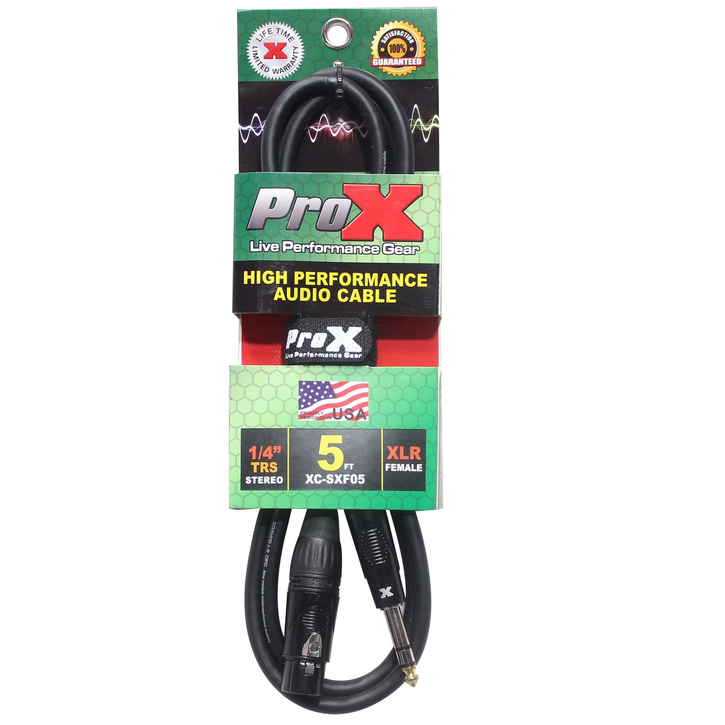 ProX TRS to XLR-F Balanced Audio Cables OFC Conductors With Metal Housings | 5 ft