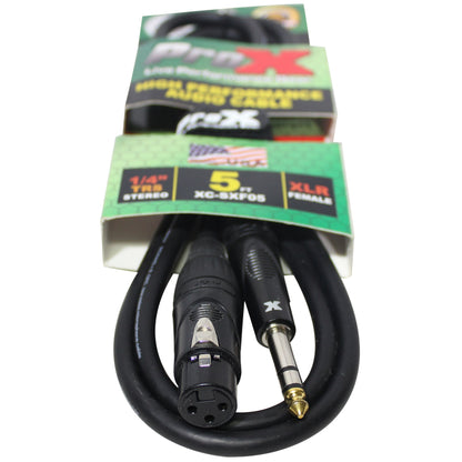ProX TRS to XLR-F Balanced Audio Cables OFC Conductors With Metal Housings | 5 ft