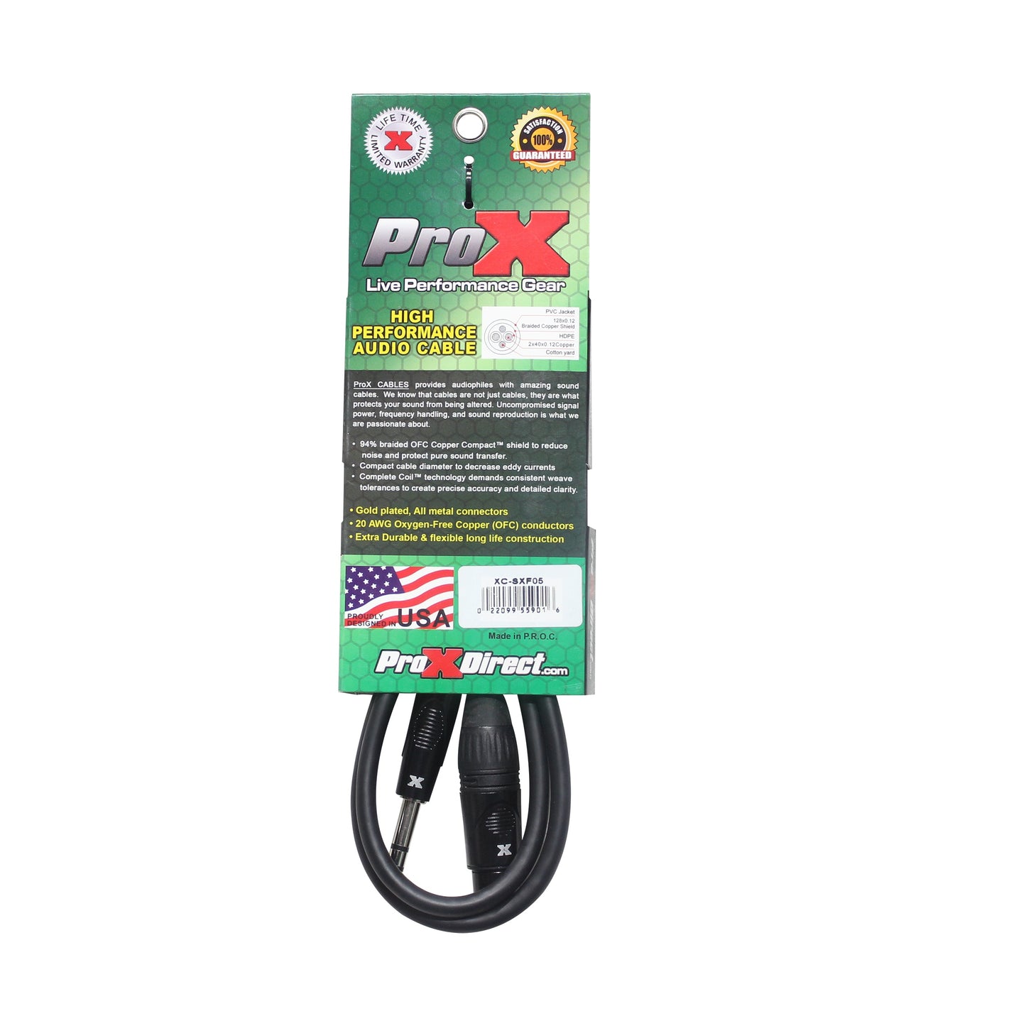 ProX TRS to XLR-F Balanced Audio Cables OFC Conductors With Metal Housings | 5 ft