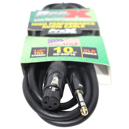 ProX TRS to XLR-F Balanced Audio Cables OFC Conductors With Metal Housings | 10 ft