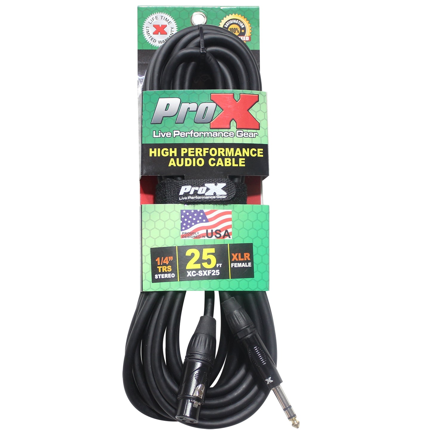 ProX TRS to XLR-F Balanced Audio Cables OFC Conductors With Metal Housings | 25 ft