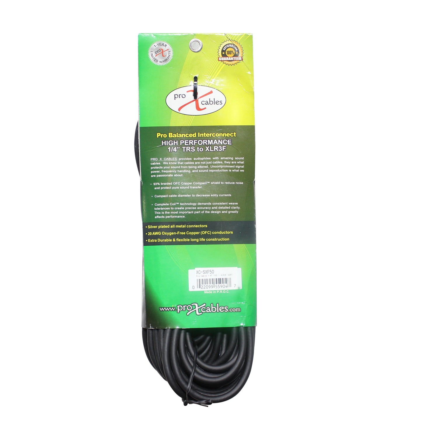 ProX TRS to XLR-F Balanced Audio Cables OFC Conductors With Metal Housings | 50 ft