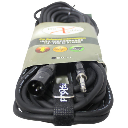 ProX XLR-M to TRS Balanced Audio Cables OFC High Performance Cable | 50 ft