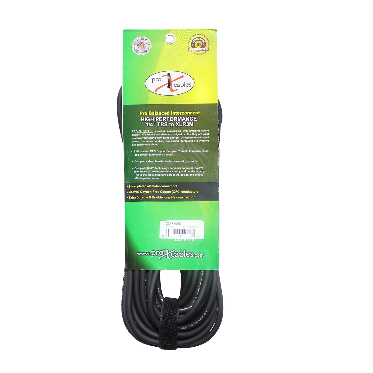 ProX XLR-M to TRS Balanced Audio Cables OFC High Performance Cable | 50 ft