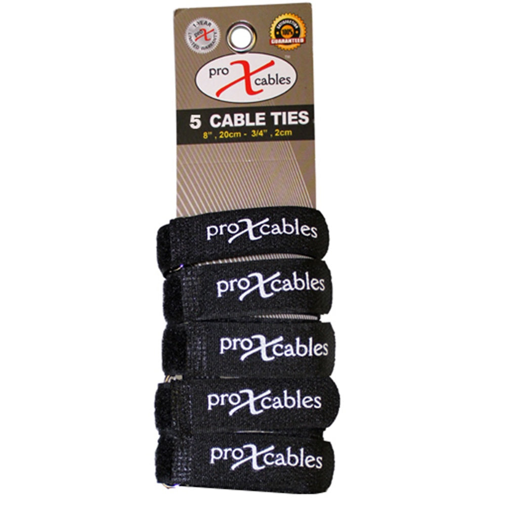 ProX Cable Tie Hook & Loop Reusable Nylon Cable Management Ties | 5 Pack