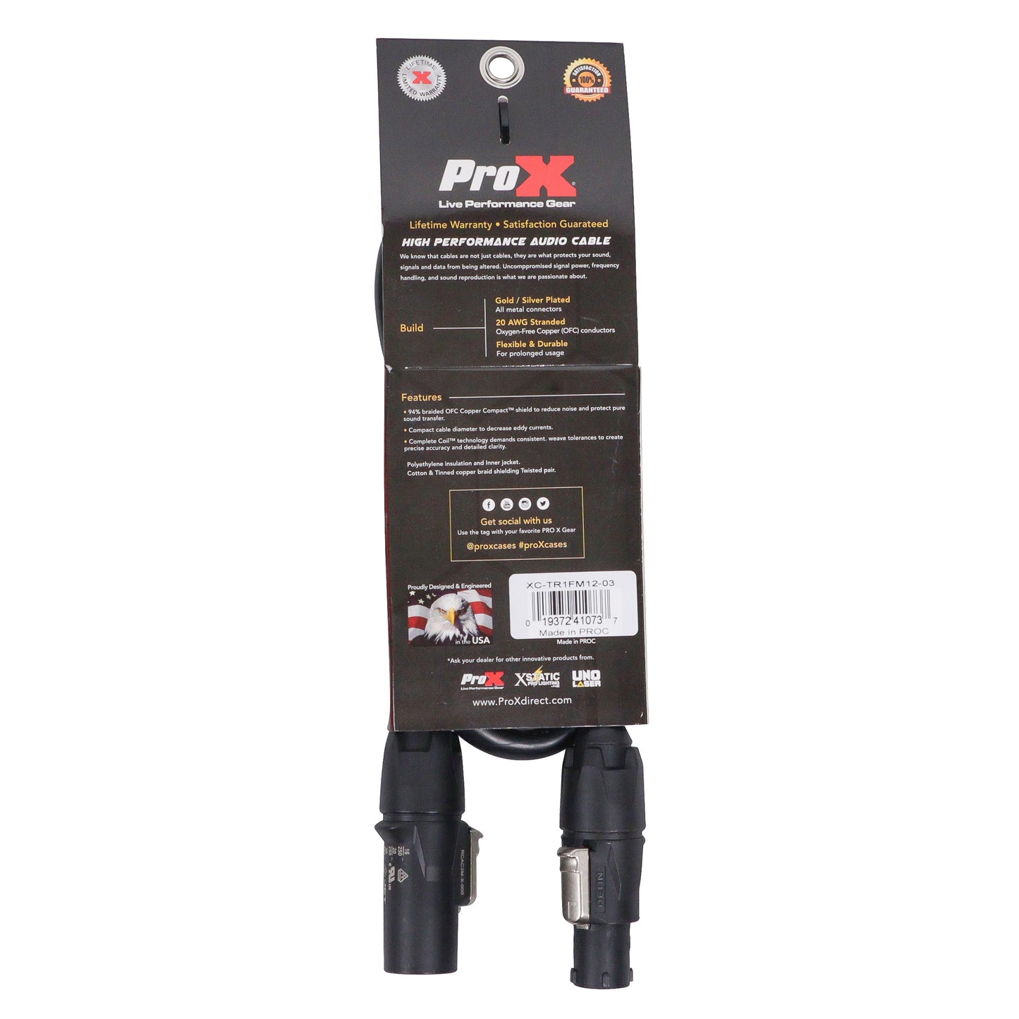 ProX XC-TR1FM12 Male to Female 12AWG Locking Power Cable | 3 ft