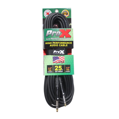 ProX XC-TRS Balanced 1/4" TRS-M to TRS-M OFC Audio Cable | 25 ft
