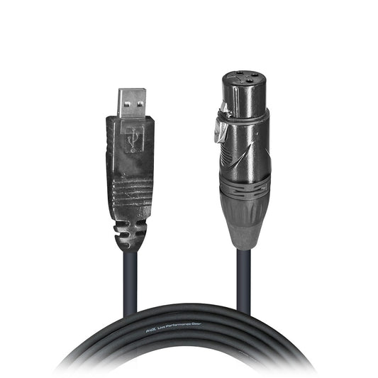 ProX XLR-F to USB Audio Cable XLR Mic to Computer Passive Cable | 10 Ft