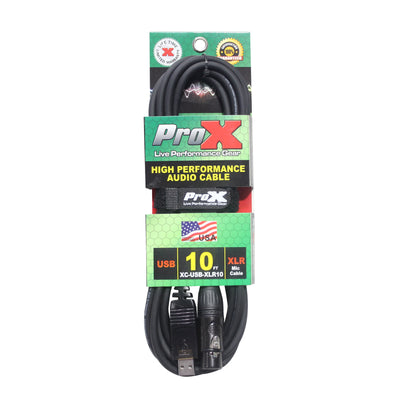 ProX XLR-F to USB Audio Cable XLR Mic to Computer Passive Cable | 10 Ft