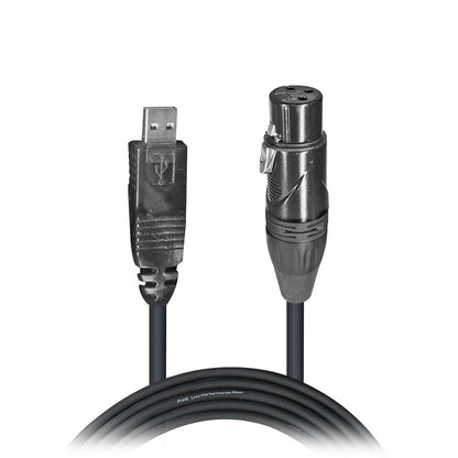 ProX XLR-F to USB Audio Cable XLR Mic to Computer Passive Cable | 25 Ft