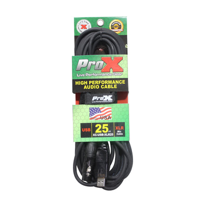 ProX XLR-F to USB Audio Cable XLR Mic to Computer Passive Cable | 25 Ft