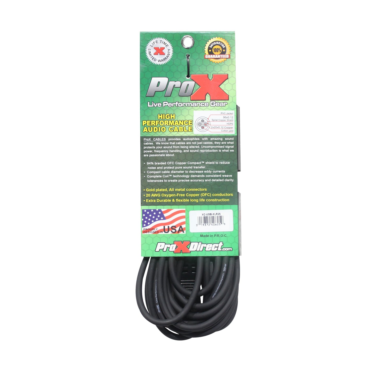 ProX XLR-F to USB Audio Cable XLR Mic to Computer Passive Cable | 25 Ft