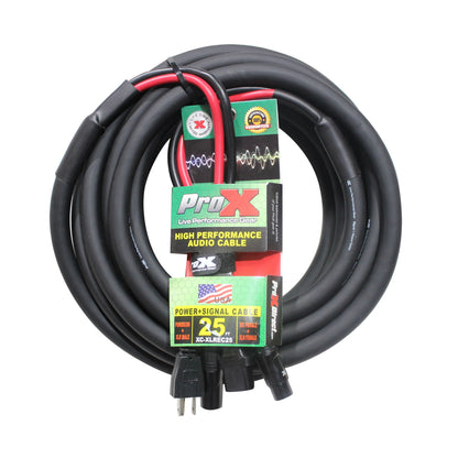 ProX XLR Audio and Power Combo Cable For PA and DJ Speakers | 25 ft