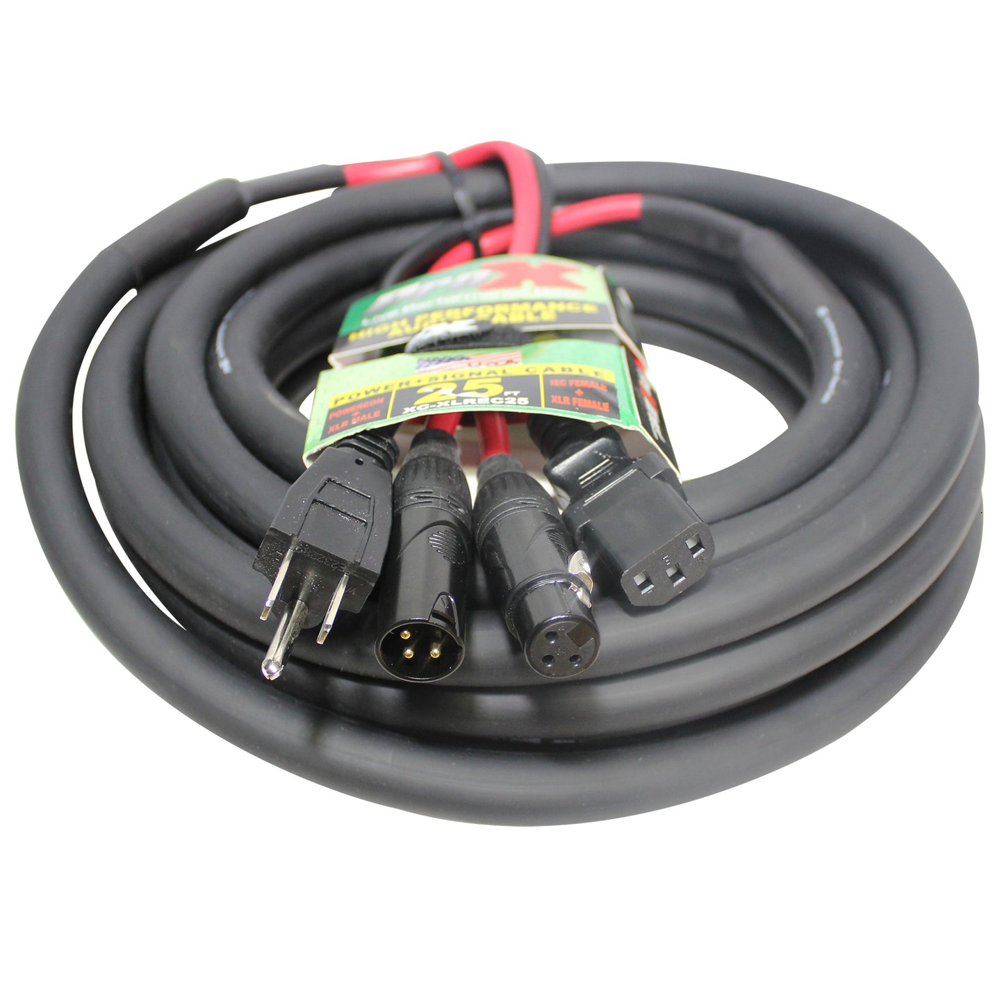 ProX XLR Audio and Power Combo Cable For PA and DJ Speakers | 25 ft