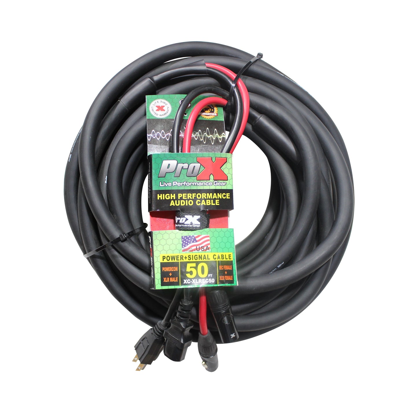 ProX XLR Audio and Power Combo Cable For PA and DJ Speakers | 50 ft