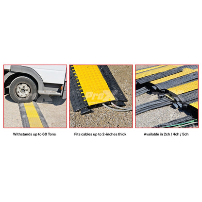 ProX Cable Protector Ramp Heavy-Duty Rubber Speed Bump Cover | 5-Channel