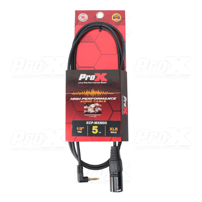 ProX 3.5mm TRS Mini to XLR Male Cable Unbalanced OFC Premium Audio | 5 ft