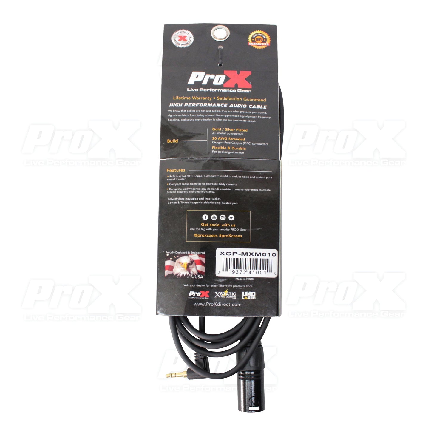 ProX 3.5mm TRS Mini to XLR Male Cable Unbalanced OFC Premium Audio | 10 ft
