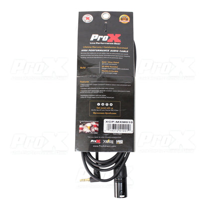 ProX 3.5mm TRS Mini to XLR Male Cable Unbalanced OFC Premium Audio | 10 ft