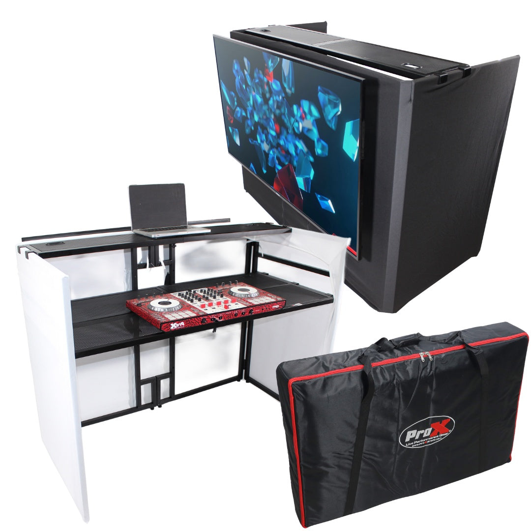 ProX XF-MESAMEDIAMK2 DJ Facade TV Workstation With Scrims and Bag