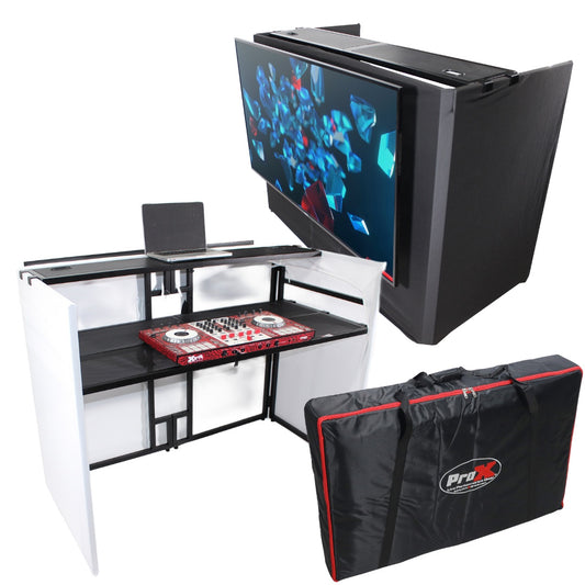 ProX XF-MESAMEDIAMK2 DJ Facade TV Workstation With Scrims and Bag