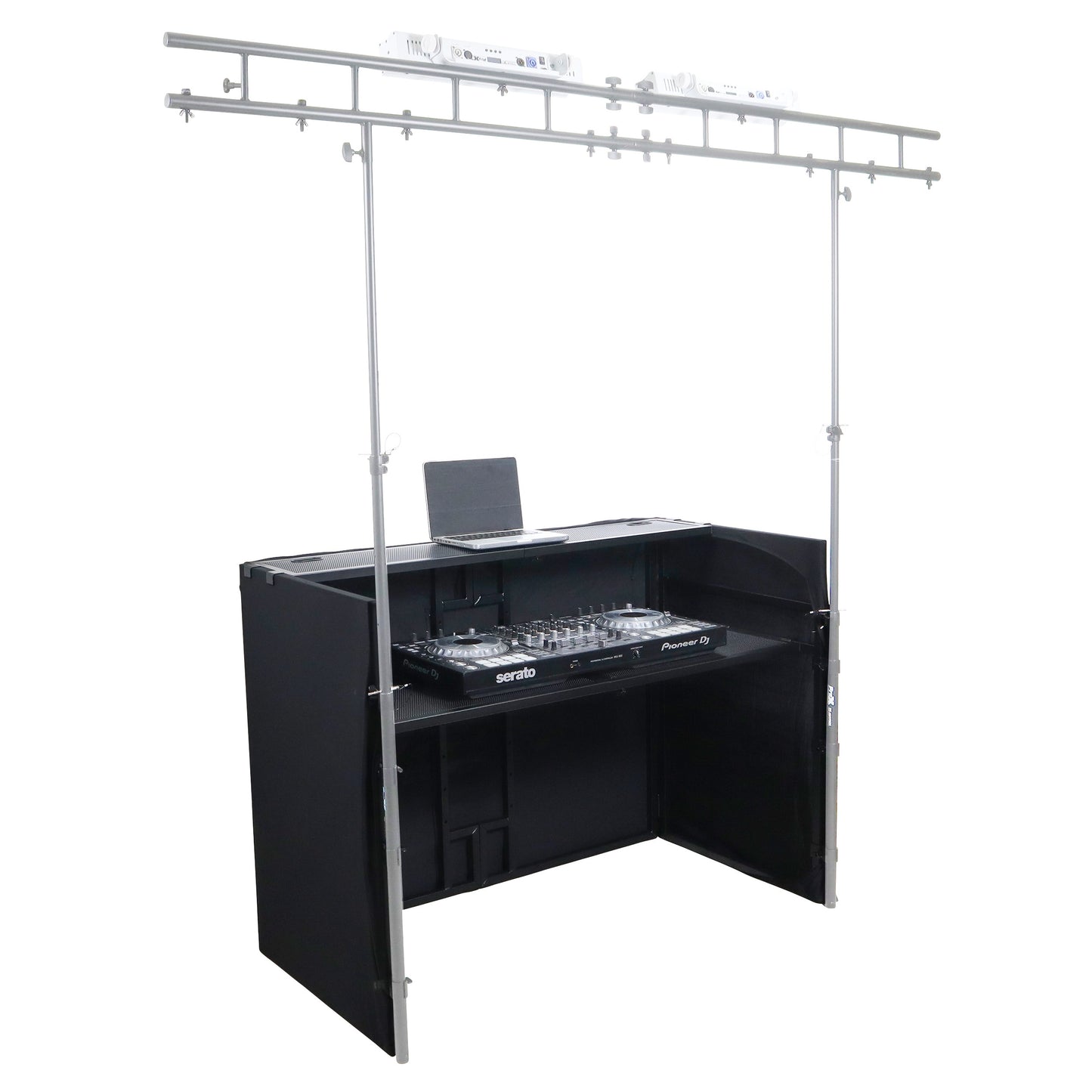ProX XF-MESAMEDIAMK2 DJ Facade TV Workstation With Scrims and Bag